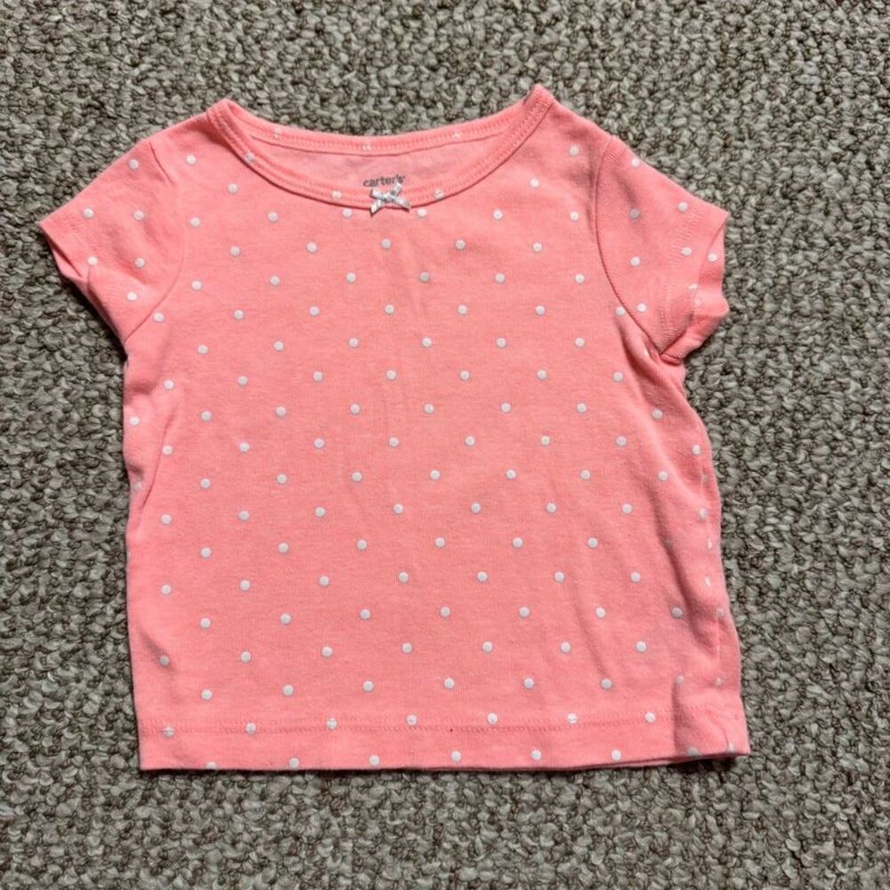 Carter's Baby Girl Top Peach Polka Dot Short Sleeve 9 Months
